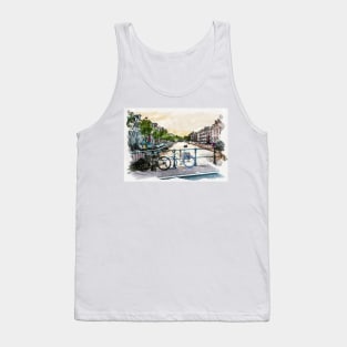 AMSTERDAM, Netherlands Watercolor Cityscape Fine Art Tank Top